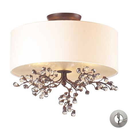 Elk Lighting Winterberry 3-Light Semi Flush Antique Darkwood w/Shde and Glass Balls 20089/3-LA